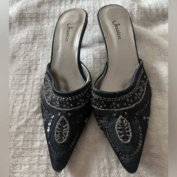 Jessica Black Sequin Women's Mules size 6.5 - Picture 5 of 6